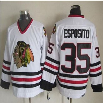 Chicago Blackhawks #35 Tony Esposito White CCM Throwback Stitched NHL jersey