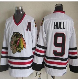 Chicago Blackhawks #9 Bobby Hull White CCM Throwback Stitched NHL Jersey