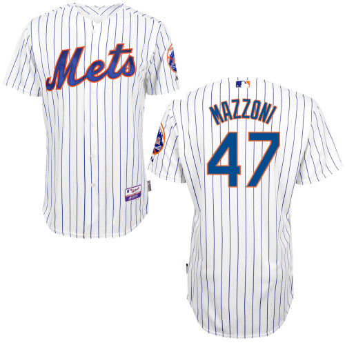 New York Mets #47 Mazzoni White 2015 Authentic Personalized Home Jersey