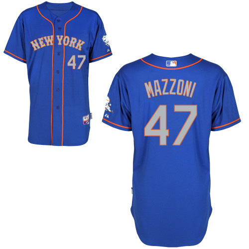 New York Mets #47 Mazzoni  Blue Authentic Personalized Alternate Road Jersey
