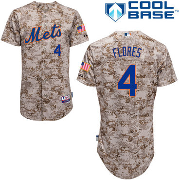 New York Mets #4 Flores Authentic Personalized Alternate Camo Jersey