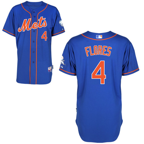 New York Mets #4 Flores Blue Authentic Personalized Alternate Home Jersey