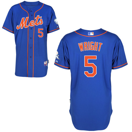 New York Mets #5 Wright Blue Authentic Personalized Alternate Home Jersey