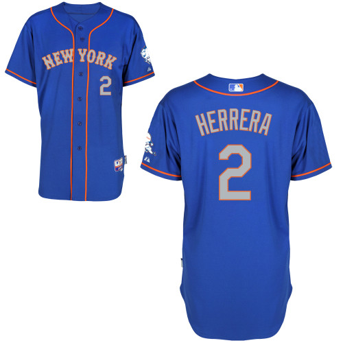 New York Mets #2 Herrera Blue Authentic Personalized Alternate Road Jersey