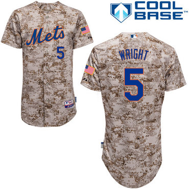 New York Mets #5 Wright Authentic Personalized Alternate Camo Jersey