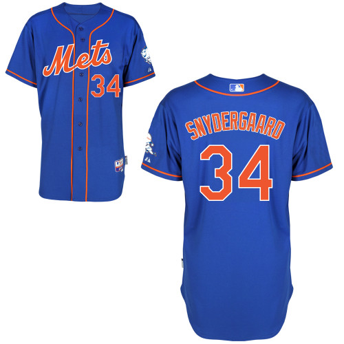 New York Mets #34 Snydergaaro Blue Authentic Personalized Alternate Home Jersey