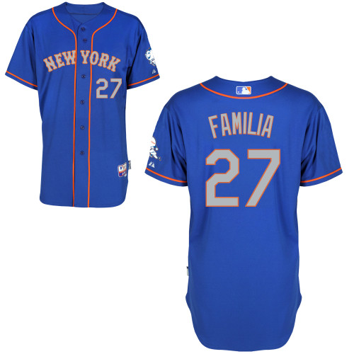 New York Mets #27 Familia jr Blue Authentic Personalized Alternate Road Jersey