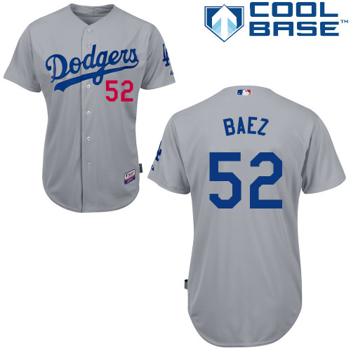 Los Angeles Dodgers#52 Baez Majestic Authentic Grey Jersey