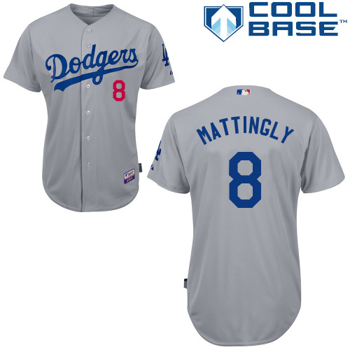 Los Angeles Dodgers#8 Mattingly Majestic Authentic Grey Jersey
