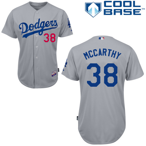Los Angeles Dodgers#38 Mccarthy Majestic Authentic Grey Jersey