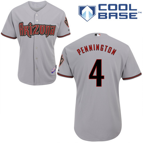 Arizona Diamondbacks #4 Pennington Grey Authentic Personalized Road cool Jersey
