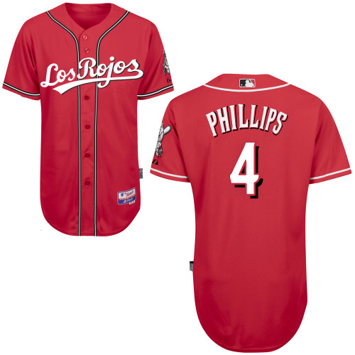 Cincinnati Reds #4 Phillips Authentic Personalized Alternate Los Rojos red Jersey