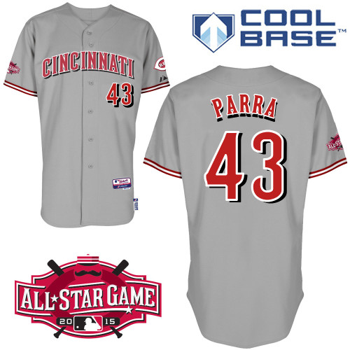 Cincinnati Reds #43 Parra Authentic Personalized Road Gray Jersey w2015 All-Star Patch