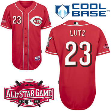 Cincinnati Reds #23 Lutz Authentic Personalized Alternate red Jersey w2015 All-Star Patch