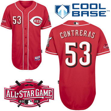 Cincinnati Reds #53 Contreras Authentic Personalized Alternate red Jersey w2015 All-Star Patch