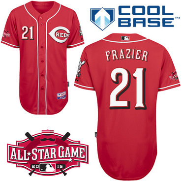 Cincinnati Reds #21 Frazier Authentic Personalized Alternate red Jersey w2015 All-Star Patch