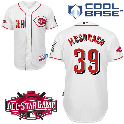 Cincinnati Reds #39 Mesoraco Authentic Personalized Home White Jersey w2015 All-Star Patch