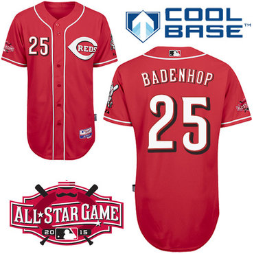 Cincinnati Reds #25 Badenhop Authentic Personalized Alternate red Jersey w2015 All-Star Patch