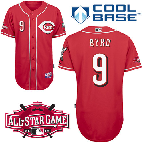 Cincinnati Reds #9 Byrd Authentic Personalized Alternate red Jersey w2015 All-Star Patch