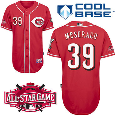 Cincinnati Reds #39 Mesoraco Authentic Personalized Alternate red Jersey w2015 All-Star Patch