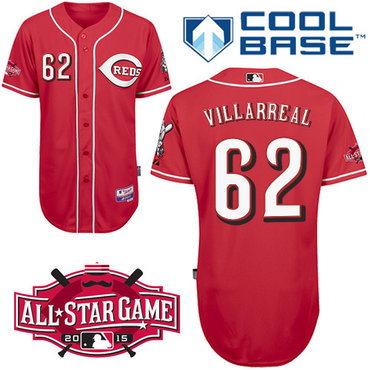 Cincinnati Reds #62 Villarreal Authentic Personalized Alternate red Jersey w2015 All-Star Patch