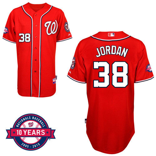 Washington Nationals#38 Jordan Authentic Personalized Alternate red Jersey 10th Anniversary Patch Washington Nationals#38 Jordan Authentic Personalized Alternate red Jersey 10th Anniversary Patch
