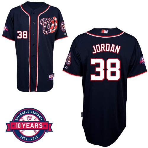 Washington Nationals#38 Jordan Authentic Personalized Alternate Blue Jersey 10th Anniversary Patch