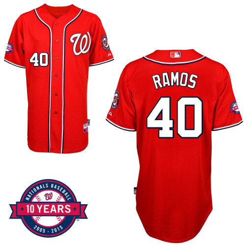 Washington Nationals#40 Ramos Authentic Personalized Alternate red Jersey 10th Anniversary Patch Washington Nationals#40 Ramos Authentic Personalized Alternate red Jersey 10th Anniversary Patch