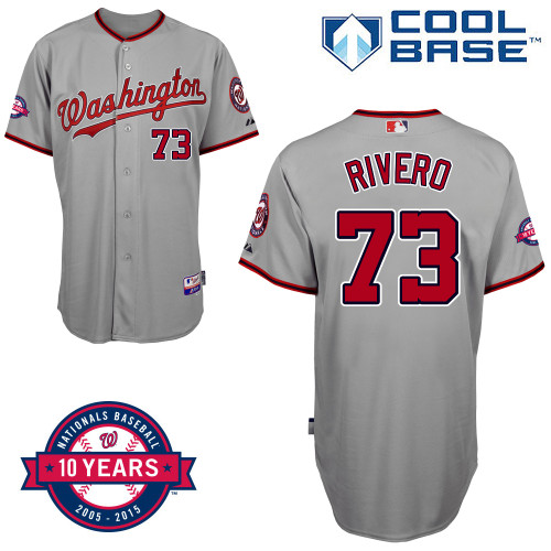 Washington Nationals #73 Rivero Authentic Personalized Road Gray Jersey 10th Anniversary Patch