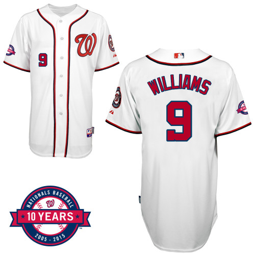 Washington Nationals#9 Williams Authentic Personalized Home White Jersey 10th Anniversary Patch