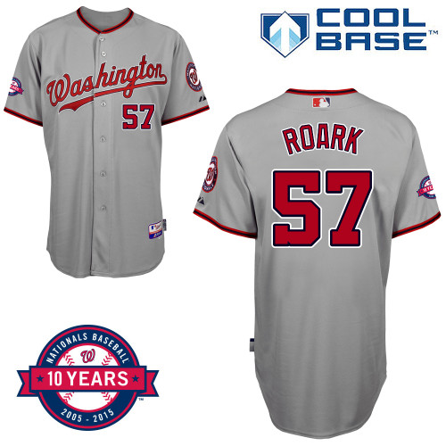 Washington Nationals #57 Roark Authentic Personalized Road Gray Jersey 10th Anniversary Patch Washington Nationals #57 Roark Authentic Personalized Road Gray Jersey 10th Anniversary Patch