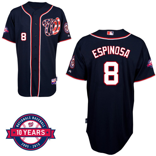 Washington Nationals#8 Espinosa Authentic Personalized Alternate Blue Jersey 10th Anniversary Patch Washington Nationals#8 Espinosa Authentic Personalized Alternate Blue Jersey 10th Anniversary Patch