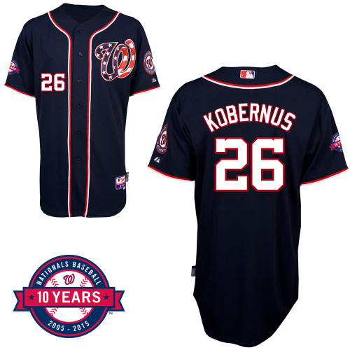 Washington Nationals#26 Kobernus Authentic Personalized Alternate Blue Jersey 10th Anniversary Patch Washington Nationals#26 Kobernus Authentic Personalized Alternate Blue Jersey 10th Anniversary Patch