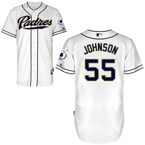 San Diego Padres #55Josh Johnson Authentic Personalized Home White Jersey