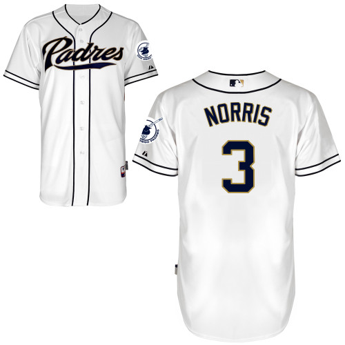 San Diego Padres #3Derek Norris Authentic Personalized Home White Jersey