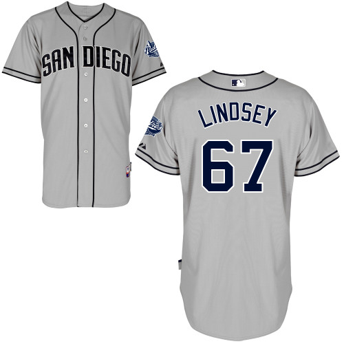 San Diego Padres #67Taylor Lindsey Authentic Personalized Road Gray Jersey
