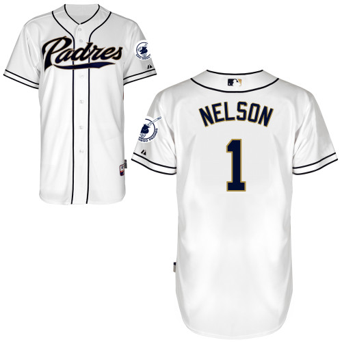 San Diego Padres #1 Chris Nelson Authentic Personalized Home White Jersey
