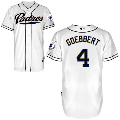 San Diego Padres #4Jake Goebbert Authentic Personalized Home White Jersey