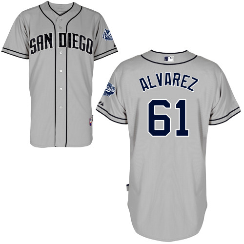 San Diego Padres #61 rj Alvarez Authentic Personalized Road Gray Jersey
