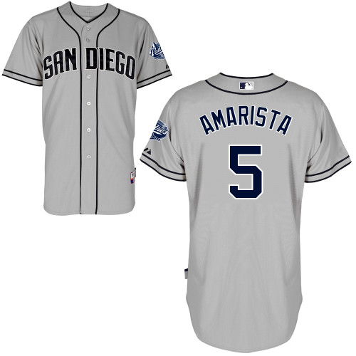 San Diego Padres #5Alexi Amarista Authentic Personalized Road Gray Jersey