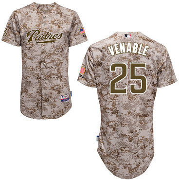 San Diego Padres #25Will Venable Authentic Personalized Alternate Camo Jersey