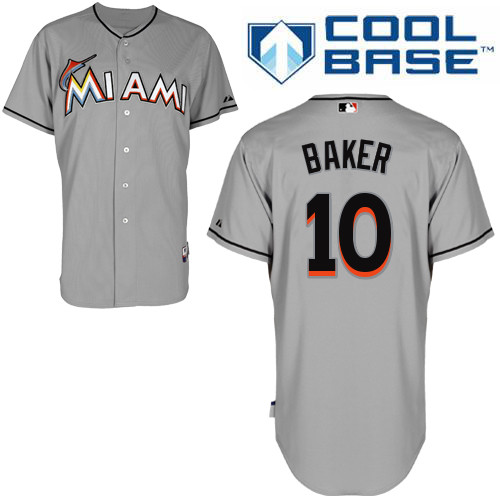 Miami Marlins #10Jeff  Baker Authentic Personalized Road Gray Jersey