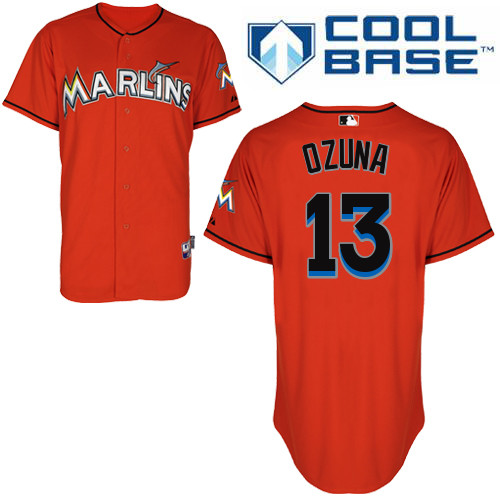 Miami Marlins #13 Marcell Ozuna 2015 Cool Base Giancarlo Stanton Alternate red Jersey