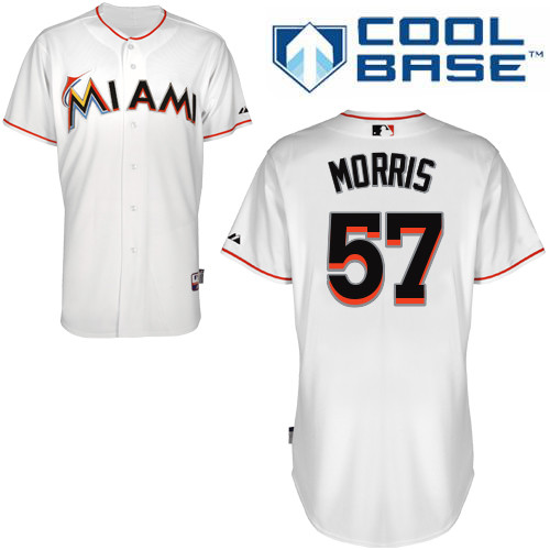 Miami Marlins #57Bryan Morris Authentic Personalized Home White Jersey