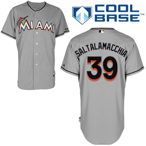 Miami Marlins #39Jarrod Saltalamacchia Authentic Personalized Road Gray Jersey