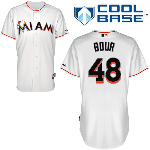 Miami Marlins #48Justin Bour Authentic Personalized Home White Jersey