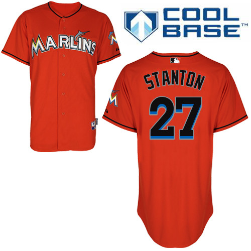 Miami Marlins #27Giancarlo Stanton 2015 Cool Base Giancarlo Stanton Alternate red Jersey