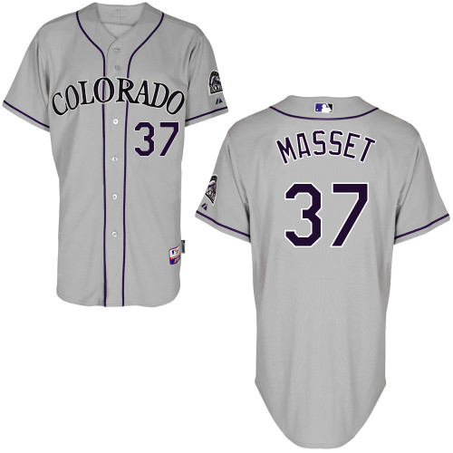 Colorado Rockies #37Nick Masset Authentic Personalized Road Gray Jersey