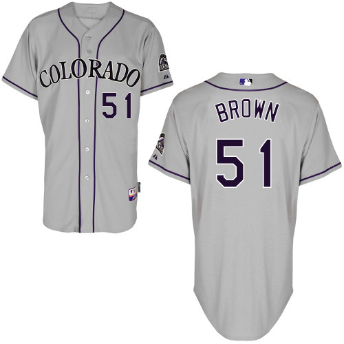 Colorado Rockies #51 Brooks  Brown Authentic Personalized Road Gray Jersey