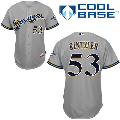 Milwaukee Brewers #53Brandon Kintzler Authentic Personalized Road Gray Jersey
